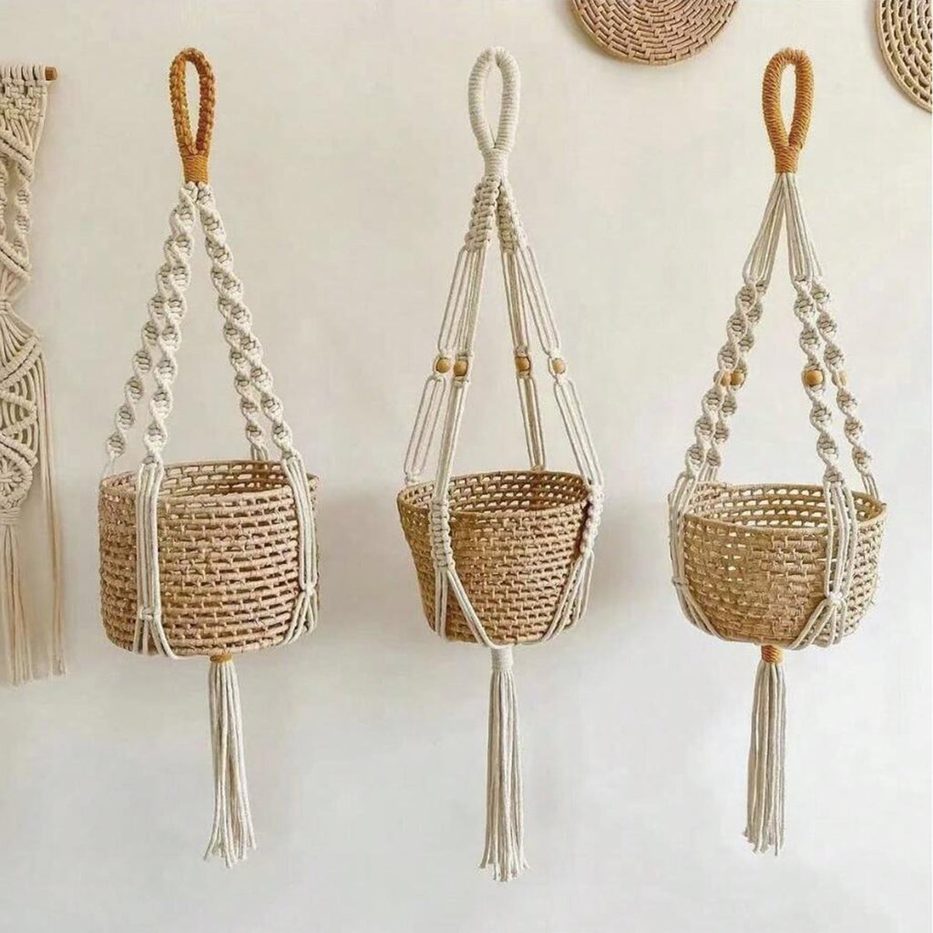 Close up of durable cotton string plant holder