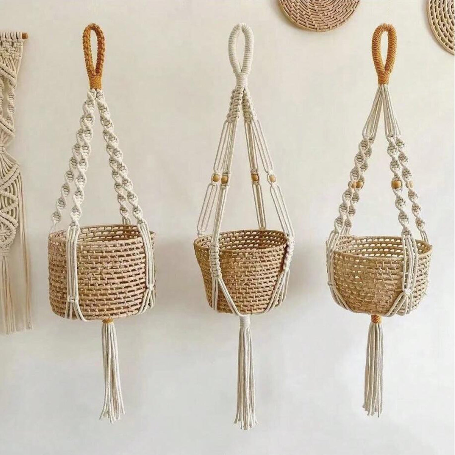 Close up of durable cotton string plant holder