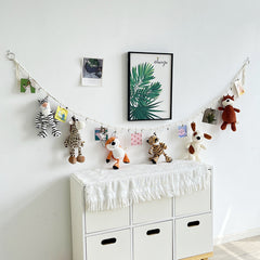 Party setup with multiple photos on string display