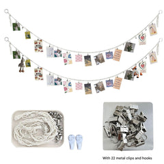 Cotton string photo display in a child's room