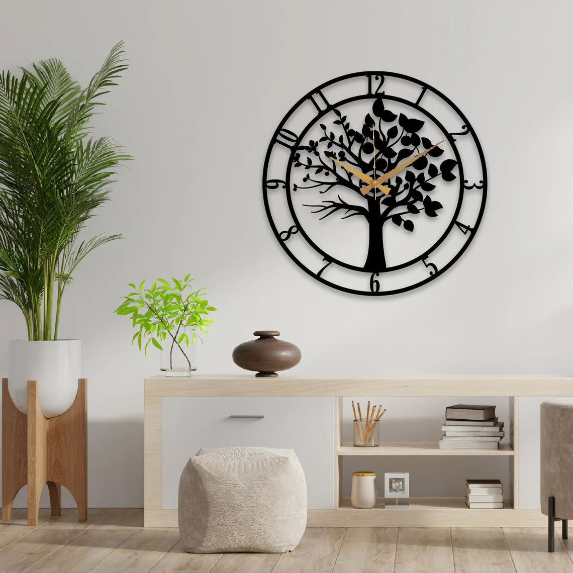 Close-up detail of the Tree of Life wall clock