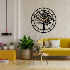 Distinctive Tree of Life clock in modern interior