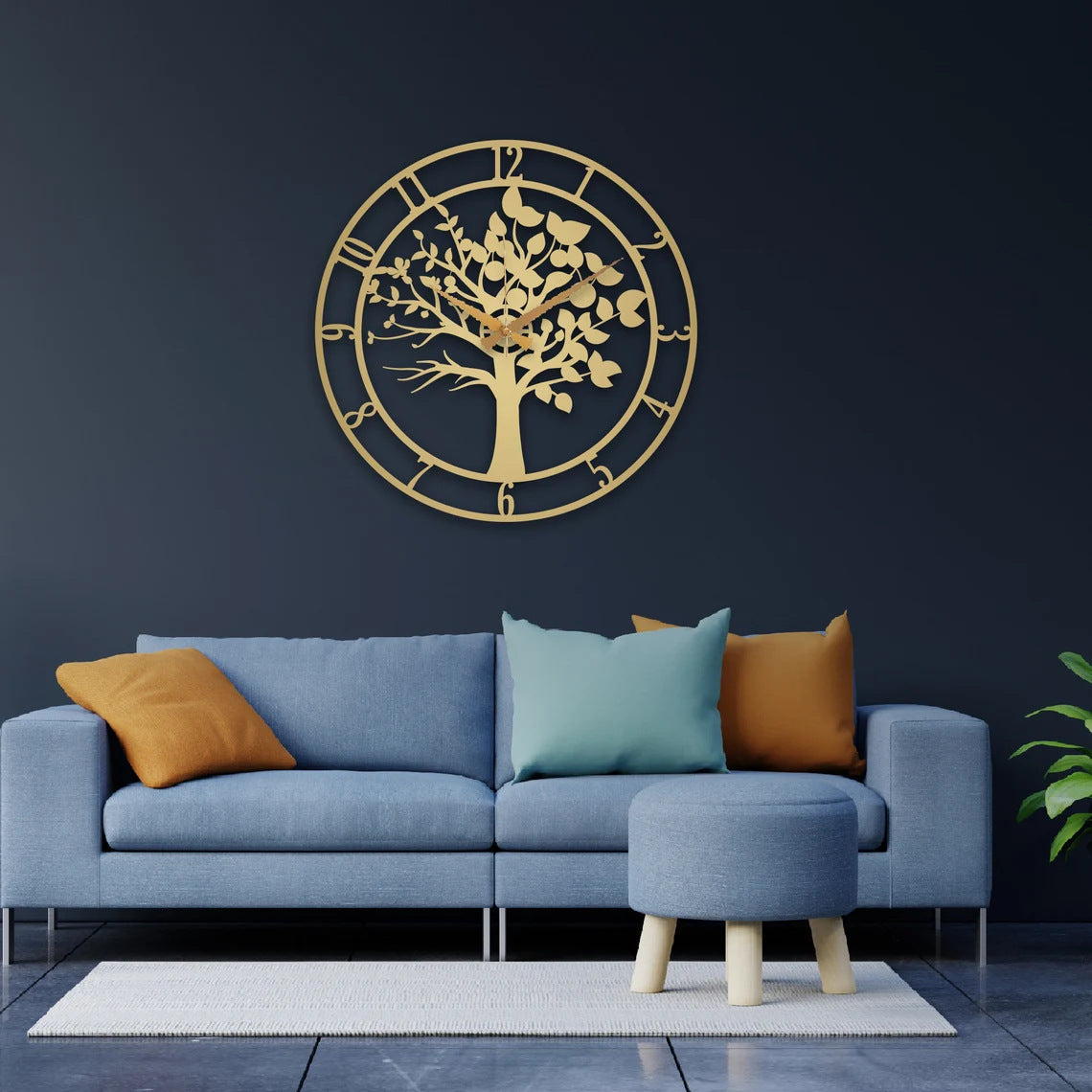 Stylish wall clock with quartz movement mechanism