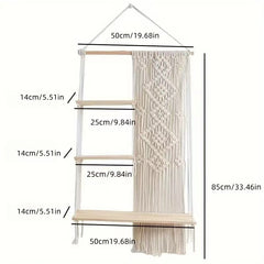 Close-up of Bohemian Cotton Rope Wall Shelf