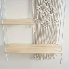 Elegant wall-mounted shelf showing decorative items