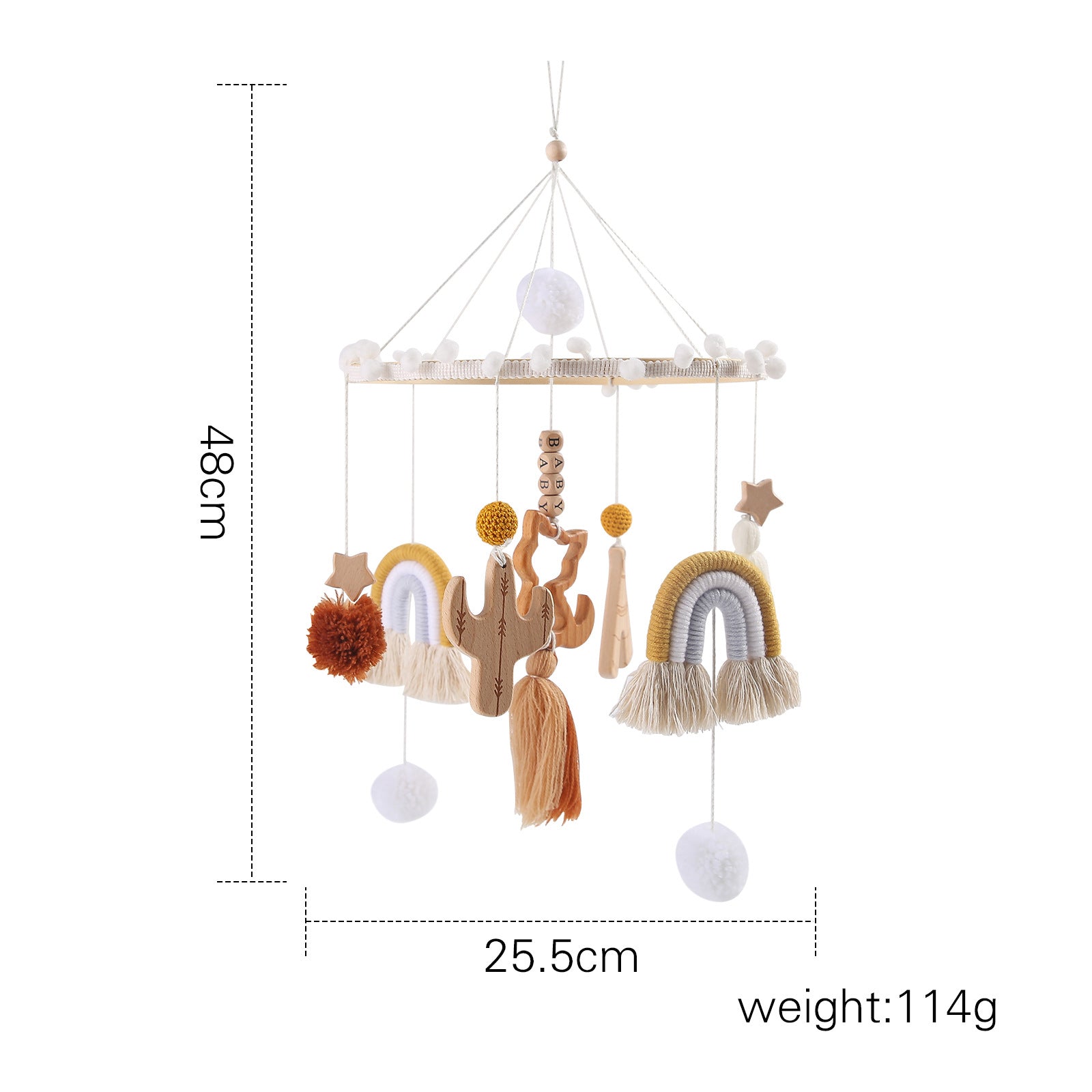 Close-up of Baby Beech Wood Crib Mobile