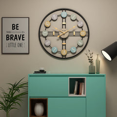 iron wall clock stylish design close-up