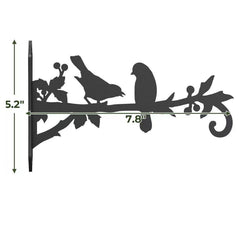 Iron flower basket mounted on wall in living room