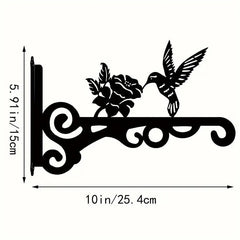 Iron flower basket mounted on wall in living room