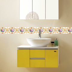 View of modern self-adhesive bathroom wall tiles