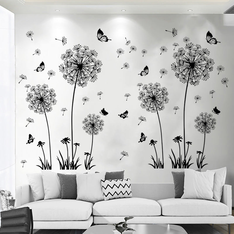 Close-up of black dandelion wall decor design