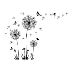 Durable black dandelion wall sticker in modern decor