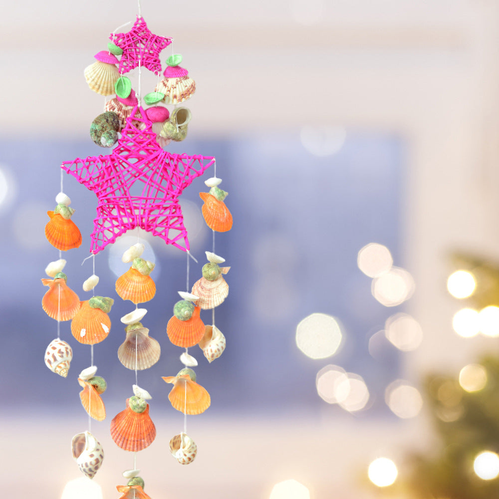 Close-up of Colourful Seashell Chime