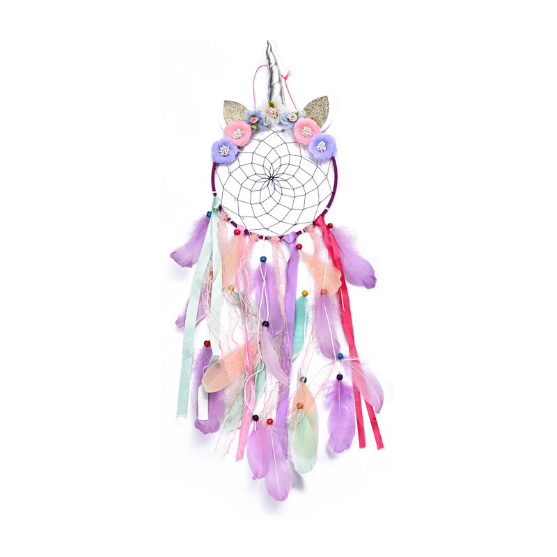 Dreamcatcher with vibrant multicolour feathers