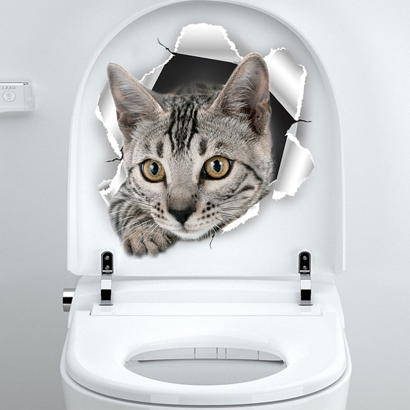 Creative Cat Toilet Wall Decal design 2
