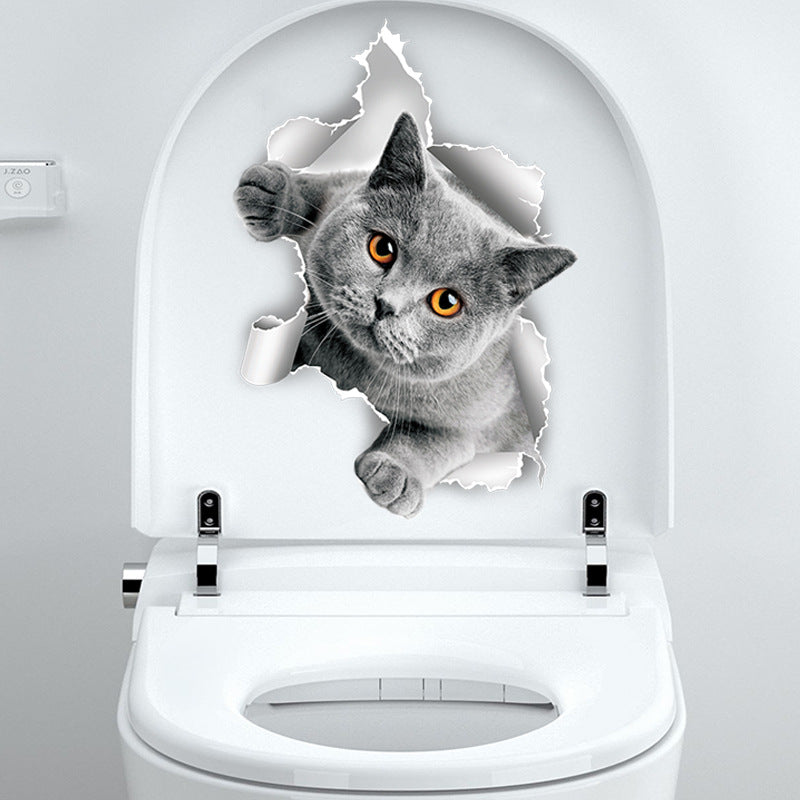 Creative Cat Toilet Wall Decal design 3