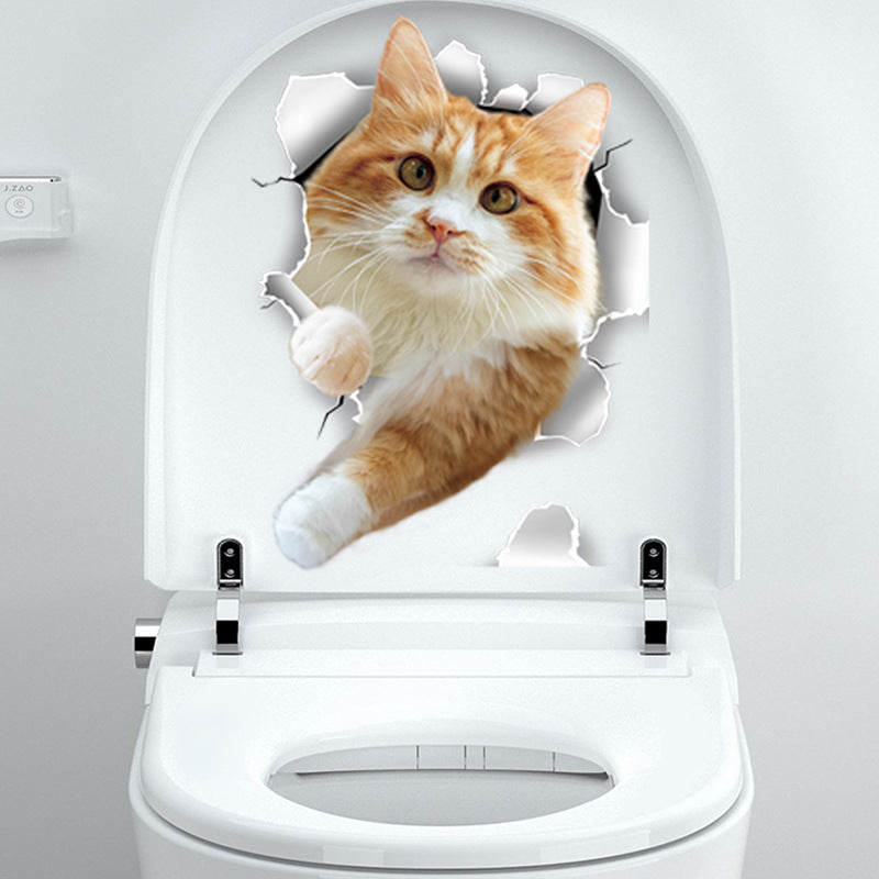 Creative Cat Toilet Wall Decal design 4