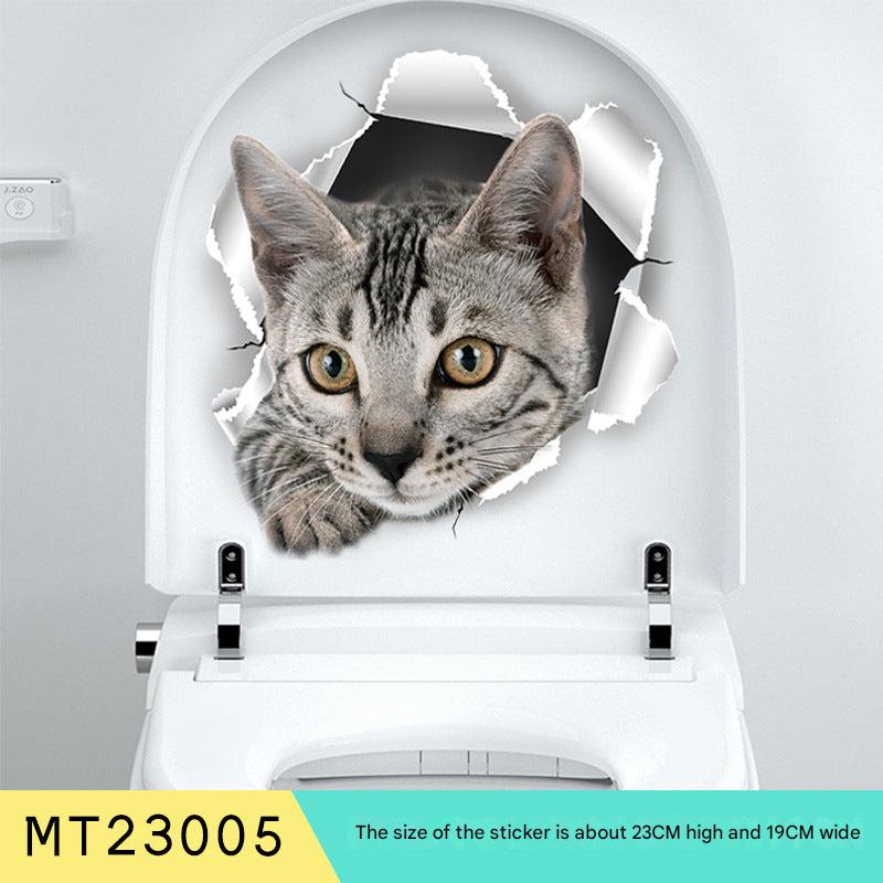 Creative Cat Toilet Wall Decal design 6