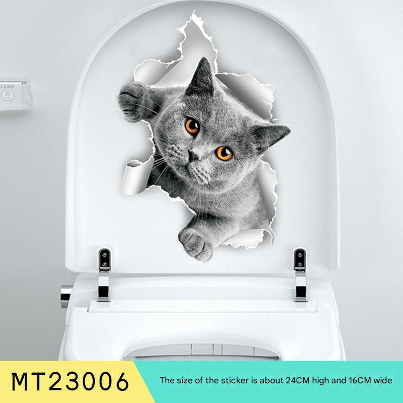 Creative Cat Toilet Wall Decal design 7