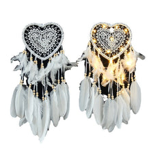 Unique decorative heart-shaped dreamcatcher with lights