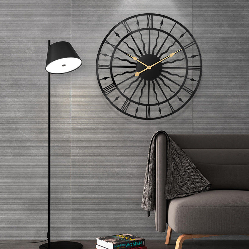 Metal clock with gold accents image 3