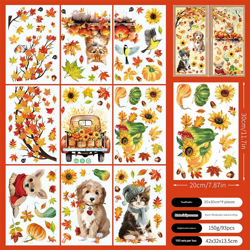 assorted autumn leaf static clings