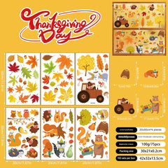 autumn window decor featuring leaves