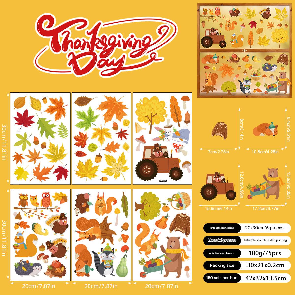 autumn window decor featuring leaves