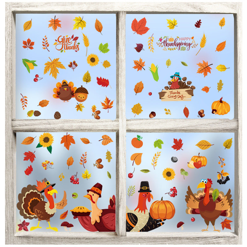 vibrant autumn themed window decorations