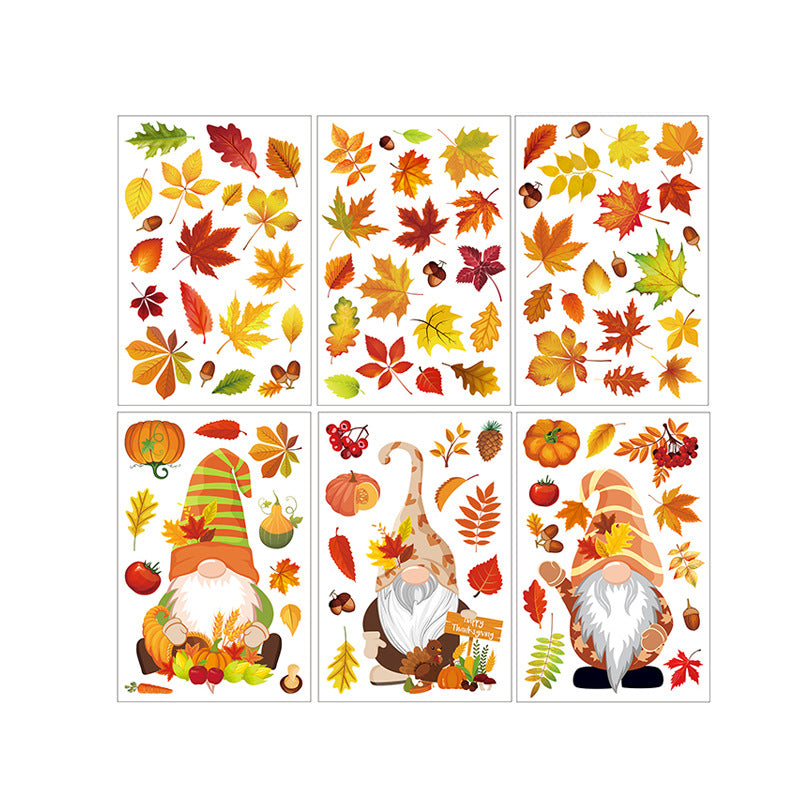 autumn window decor featuring leaves