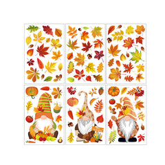 autumn window decor featuring leaves