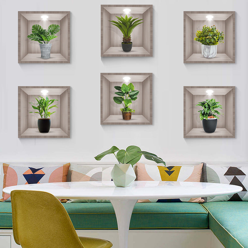 Stylish green plant wall art sticker design 2