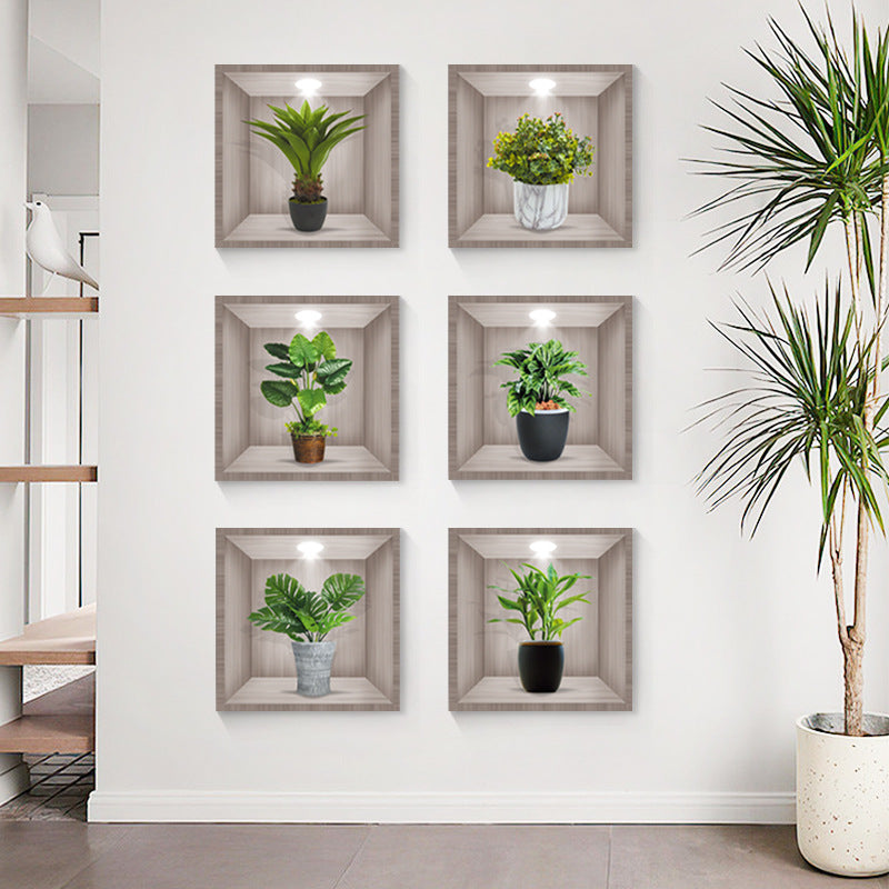 Stylish green plant wall art sticker design 3