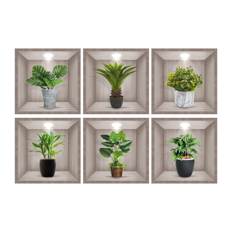 Stylish green plant wall art sticker design 5