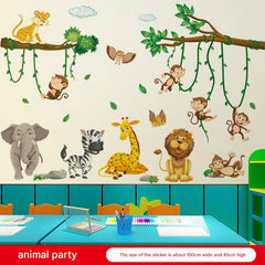 Fun cartoon animal wall decal close-up