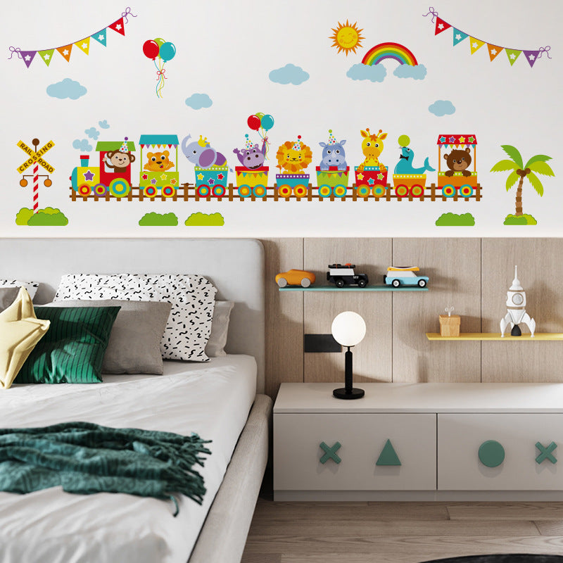 Removable wall decal showing colourful animals