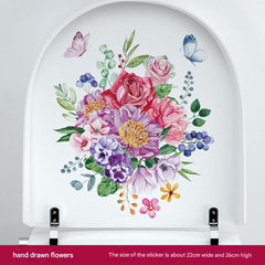 Beautiful floral patterns on toilet decoration