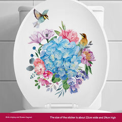 Floral toilet sticker with elegant butterfly design