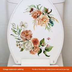 Self-adhesive vinyl toilet decor in floral pattern