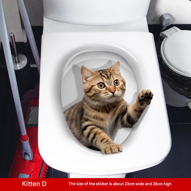 decorative bathroom with cat stickers