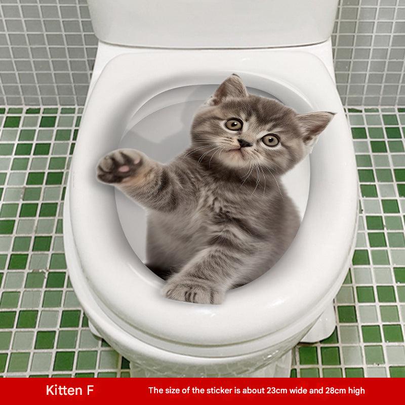 3D cat toilet sticker front view