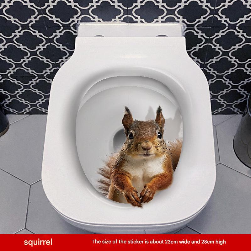close-up of cat design toilet sticker