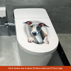 3D cat sticker on white toilet