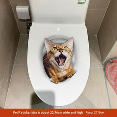 decorative bathroom with cat stickers