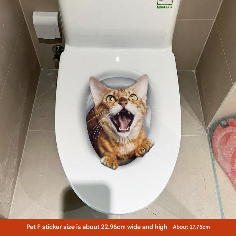 decorative bathroom with cat stickers