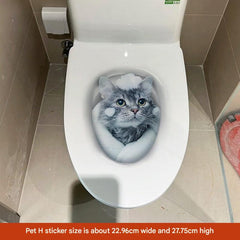 3D cat toilet sticker front view