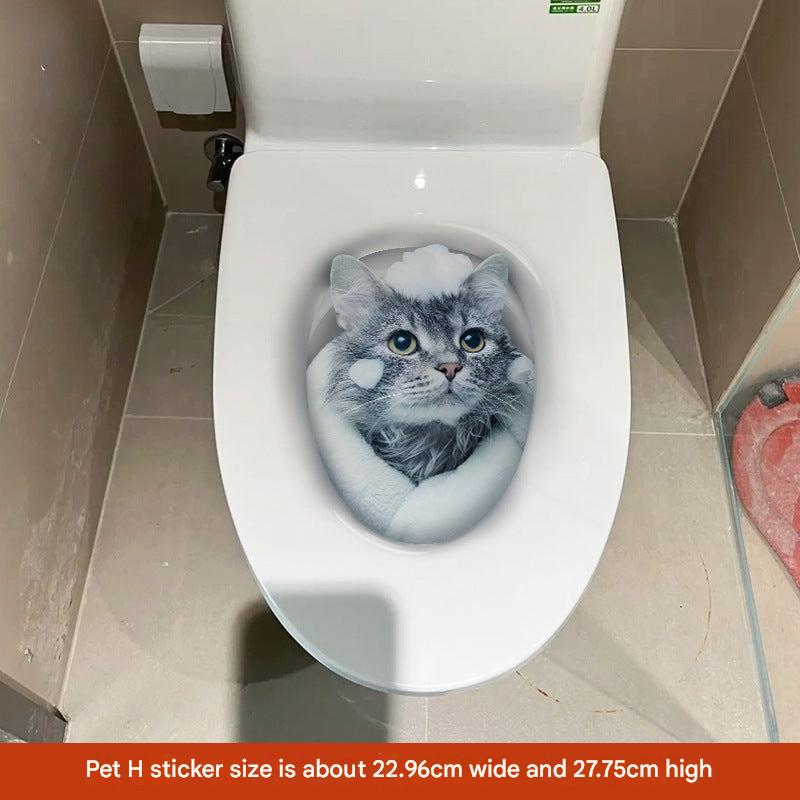 3D cat toilet sticker front view