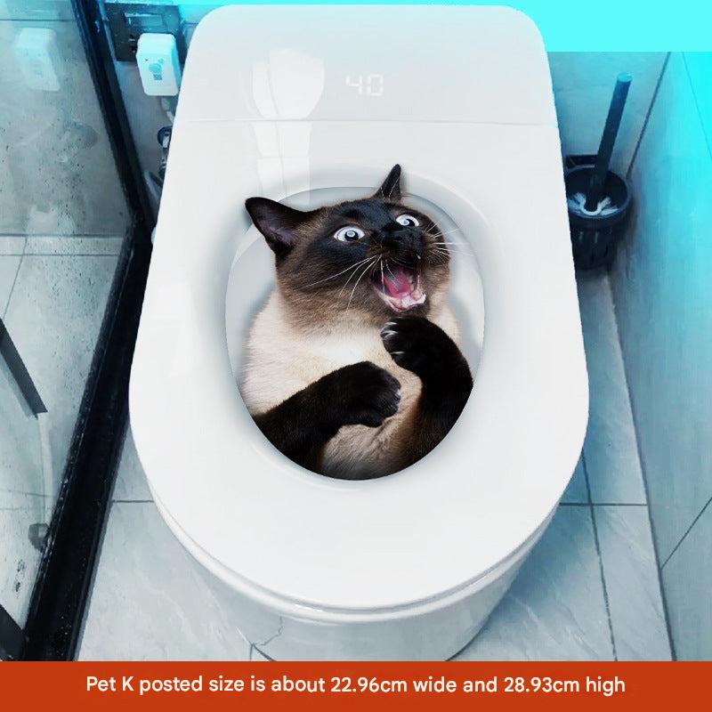 self-adhesive cat toilet sticker detail