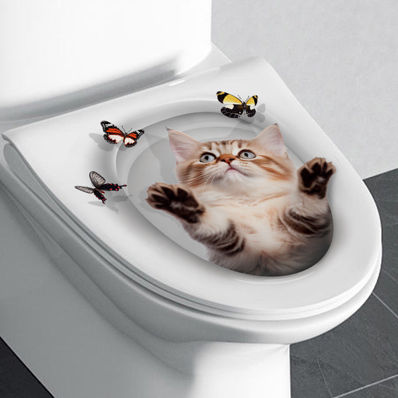self-adhesive cat toilet sticker detail