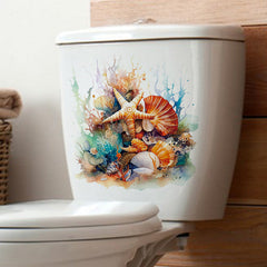 Vibrant toilet sticker for a seaside theme
